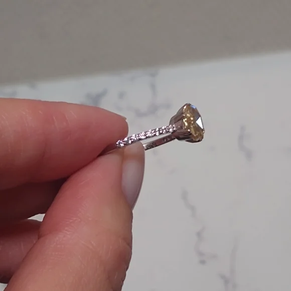 New Rose Cut Yellow Canary Moissanite Ring - Picture 5 of 9